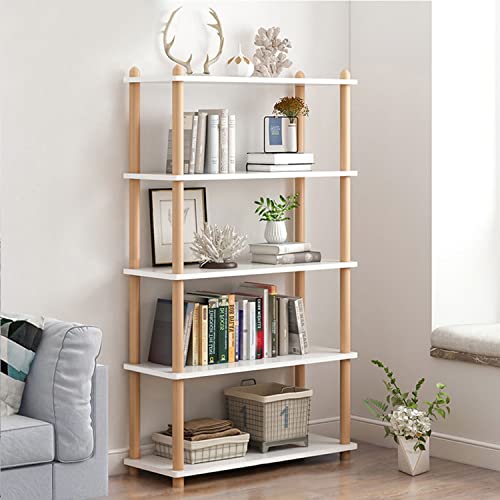 IOTXY 5-Tier Wooden Shelf Bookcase, Freestanding Open Bookshelf, White - color: White, size: 5-Tier