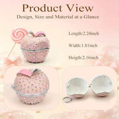 Cute Apple Metal Jewelry Box Daisy Trinket Organizer Storage Gift For Women - color: apple-pink