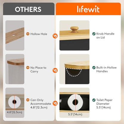 Lifewit Toilet Paper Storage Holder, Large Stand Basket, 23L, Black - color: Black, size: 23L