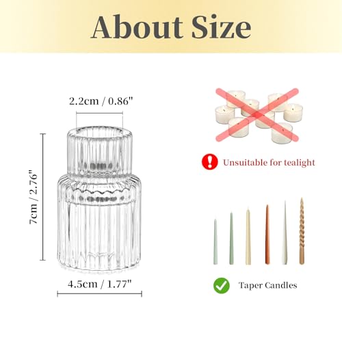 Hewory Taper Candle Holders Bulk, 10PCS Clear Glass Candlestick Holders - color: Clear, size: 10PCS