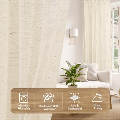 LAMIT Semi Sheer Linen Cafe Curtains for Small Windows, 25 x 36 Inch - color: Linen, size: 25"W x 36"L (Pack of 2)