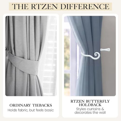 RTZEN Metal Curtain Tiebacks, Drapery Holders for Wall, 2 Pcs - size: Medium, style: Classic - W