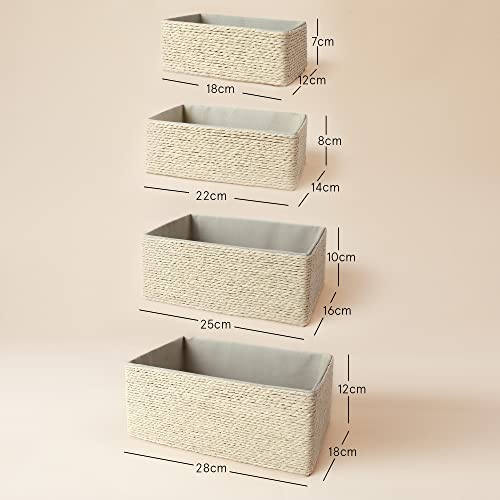 LA JOLIE MUSE Bathroom Basket Organizers, Paper Rope Storage, Beige 4 Pack - color: Beige