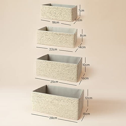 LA JOLIE MUSE Bathroom Basket Organizers, Paper Rope Storage, Beige 4 Pack - color: Beige