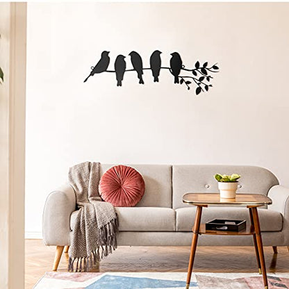 Ferraycle Metal Bird Wall Art, Birds on Branch Sculpture, Black - color: Black