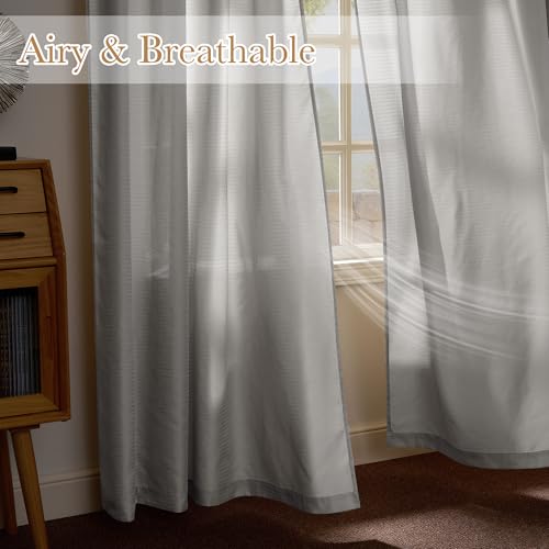 NICETOWN Semi Sheer Curtains 84 Inch Length 2 Panels Set for Living Room - color: Silver Grey, size: 52"W x 84"L (Pack of 2)