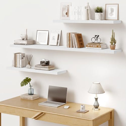 Vivelove 10 Inch Deep Floating Shelves for Wall 55” Set of 2, White - color: White, size: 55”wx10.2”dx1.5”h
