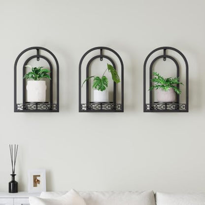 3 Pack Wall Plant Stands Indoor, wall Mounted Plant Holders, Black - color: 3 Pack Black