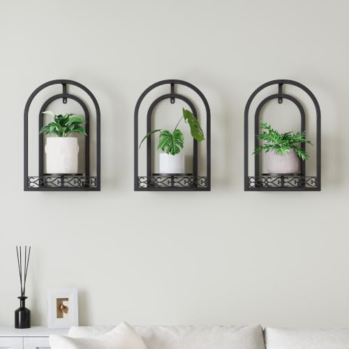 3 Pack Wall Plant Stands Indoor, wall Mounted Plant Holders, Black - color: 3 Pack Black