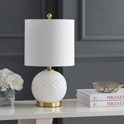 JONATHAN Y Julienne Hobnail Glass/Metal Table Lamp 20.5", White/Brass Gold