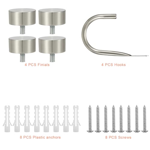 Premium Curtain Holdback, Quality Metal Decorative Curtain Holdbacks with Zinc Alloy Cap Finials,Rust-Proof, Set of 4 Window Curtain Holdbacks,Satin Nickel - color: 2pcs- Satin Nickel