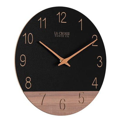 La Crosse Clock 404-3630C 12 inch Dark Sierra Wood Analog Quartz Wall Clock - color: Black/Brown