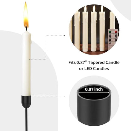 ChefBee 3PCS Black Tall Taper & Pillar Candle Candlestick Holder - color: Black