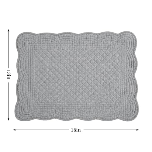 HOMBYS Quilted Placemats Set of 6 Washable-13x18 inches Rectangular Placemats for Kitchen Table-100% Cotton Fabric Rectangular Table Mats, (Dark Grey) - color: Dark Grey
