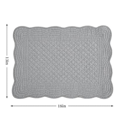 HOMBYS Quilted Placemats Set of 6 Washable-13x18 inches Rectangular Placemats for Kitchen Table-100% Cotton Fabric Rectangular Table Mats, (Dark Grey) - color: Dark Grey