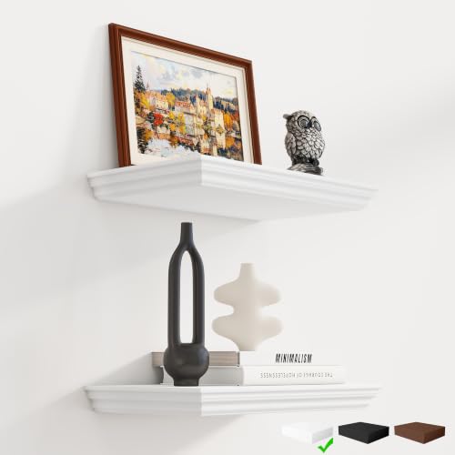 Fun Memories Floating Shelves, White, 16 Inch Long, 9.3 Inch Deep, 2 Pack - color: White, size: 16", Set of 2
