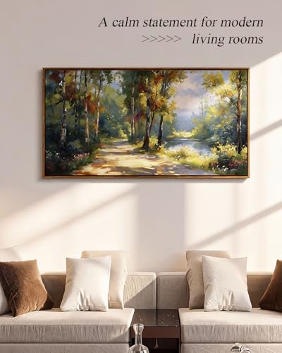 ARPEOTCY Large Landscape Wall Art,Nature Birch Tree Path Painting 20×40 in - color: Birch Tree Path, size: 40"L x 20"W