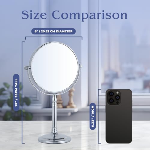 MIRRORVANA Large Double Sided 10X/1X Makeup Mirror, 15" x 8" (Chrome) - color: Chrome