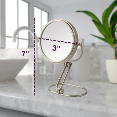 JERDON Compact Magnifying Mirror - Folding 3" Travel Mirror with 15X & 1X Magnification - Model MC315N - size: 1"L x 3"W