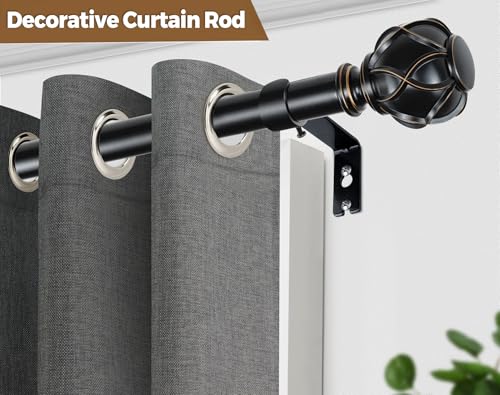KAMANINA Black Curtain Rod 32 to 58 Inch, Adjustable Heavy Duty Rods - color: Black, size: 32-58"