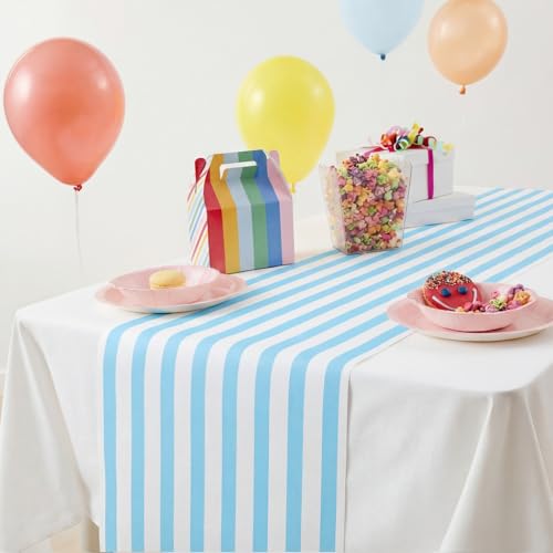 AmazingSpark Striped Table Runner Roll,Light Blue,50' Long X 16" Wide - color: Light Blue, size: 50' Long X 16" Wide