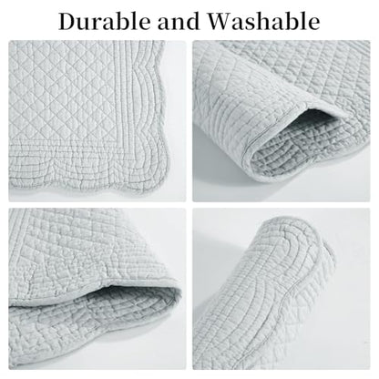 HOMBYS Quilted Placemats Set of 6 Washable-13x18 inches Rectangular Placemats for Kitchen Table-100% Cotton Fabric Rectangular Table Mats, (Light Grey) - color: Light Grey