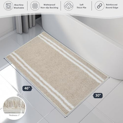 PURRUGS Bathroom Rug, Bath Mat, 30" x 46", Beige - color: Beige, size: 30" X 46"