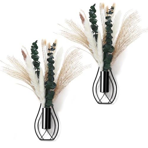 Otoolling Boho Wall Decor Set of 2, Black, Pampas,Eucalyptus - color: Black, style: Pampas,Eucalyptus