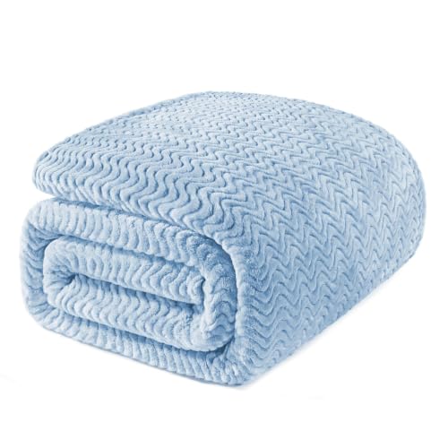 Exclusivo Mezcla Soft Fleece Blanket King Size for Bed, Sofa, Light Blue - color: Light Blue, size: King ( 90x104 IN )