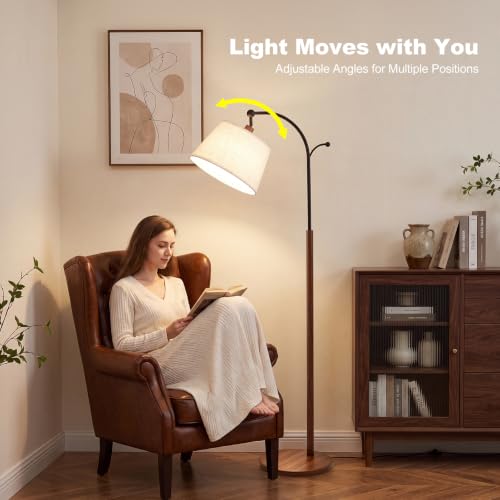 Floor Lamp, 9W 850lm Smart LED Arch Floor Lamp - Wood Grain Base - color: Wood Grain