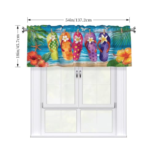 Beach Curtain Valance 54x18 Inches Window Treatment Rod Pocket Valance for Kitchen Bathroom Bedroom - color: Beach
