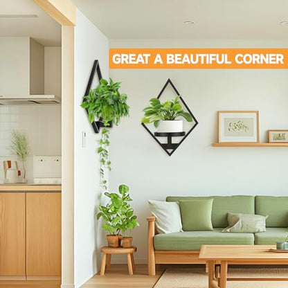 Sbosbo Wall Plant Holder, 2 Pack Metal Floating Shelves Indoor, Window Sill Plant Shelf for Bedroom Bathroom Living Room Home Office - size: 2 Pack