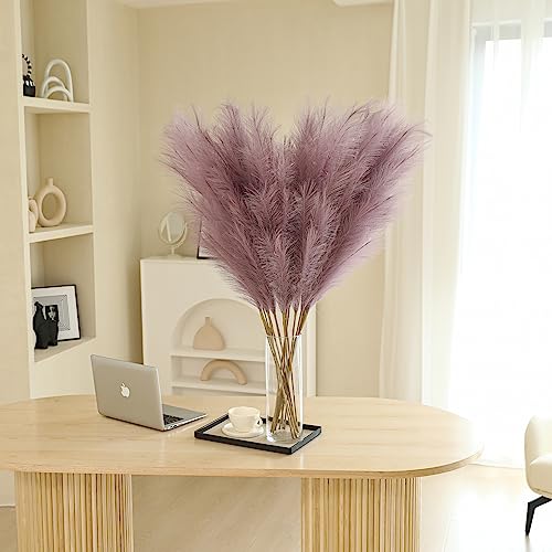 Wertuirk Purple Pampas Grass Decor - 45-Inch 8 Pcs Large Faux Pampas Grass - color: Purple