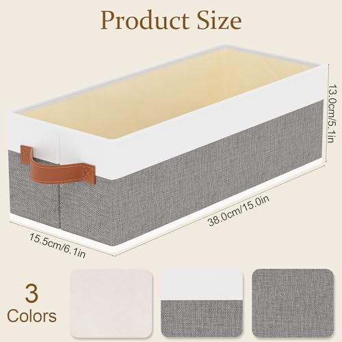 Storage Basket Container,White/Gray Box,15x6x5 In,1-Pack - color: White/Grey, size: 1-Pack