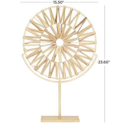 Deco 79 Metal Geometric Handmade Decorative Sculpture Starburst Home Decor Statue, Accent Figurine 16" x 4" x 24", Brown - size: CONVINEIENTLY SIZED