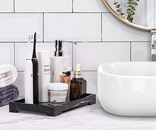 Luxspire Marble Tray for Soap Dispenser Perfume Jewelry, M, Ink Black - color: A - Ink, style: Medium