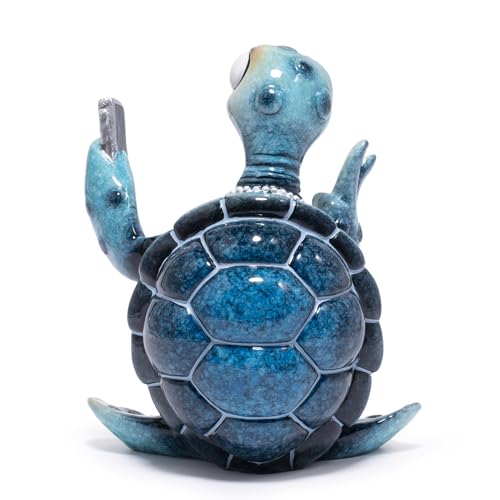 Hodao Sea Turtle Figurine, Selfie Ocean Turtle Coastal Summer Decor - color: Blue-1