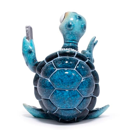 Hodao Sea Turtle Figurine, Selfie Ocean Turtle Coastal Summer Decor - color: Blue-1