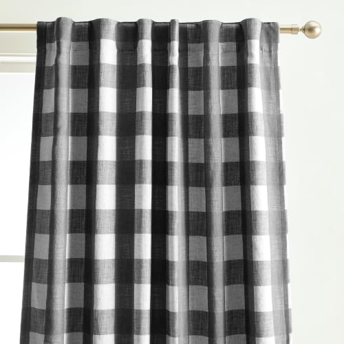Grainger Rod Pocket Back Tab Window Curtain Panel, Black - 52" W x 63" L - color: Black, size: 52"W x 63"L (Pack of 1)