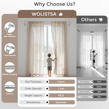 Double Curtain Rod, 36-124 Inch Silver Modern Heavy Duty Dual Rods - color: Silver, size: 36"-124"