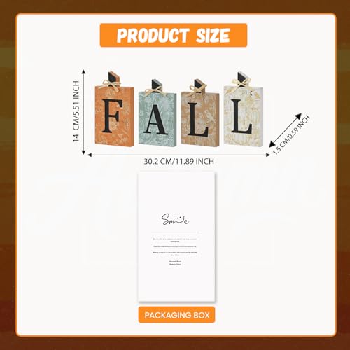 Smile Fall Wooden Standing Decor Letters with Vintage Floral Pumpkin - style: Letter Fall