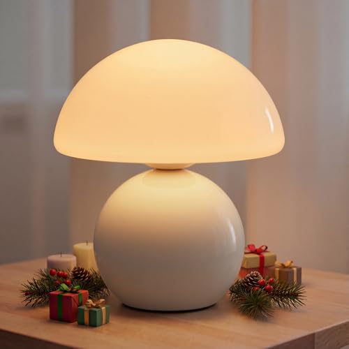 NIORSUN Wireless Mushroom Lamp,Table Lamp for Bedroom, Portables Cordless Lamps,Wireless lamp,Small Bedside Table Touch Lamps for Living Room,Mini Mushroom 5200mAh Battery Operated Lamp Modern (White) - color: White, size: 1 Pack-Wireless