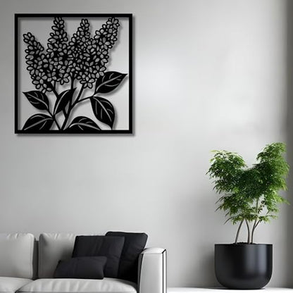 Metal Wall Decor | 17'' x 17'' x 0.05'' Lilac Art Themed Wall Decorations | Handmade Indoor and Outdoor Wall Art (17'' x 17'', Lilac, Black) - size: 17'' x 17'', style: Lilac