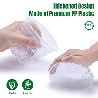 TRUEDAYS Orchid Pot with Saucers, 4 Pack 5 Inch Plant Pot with Drainage - size: 5Inch-4Pack with 4 Saucers