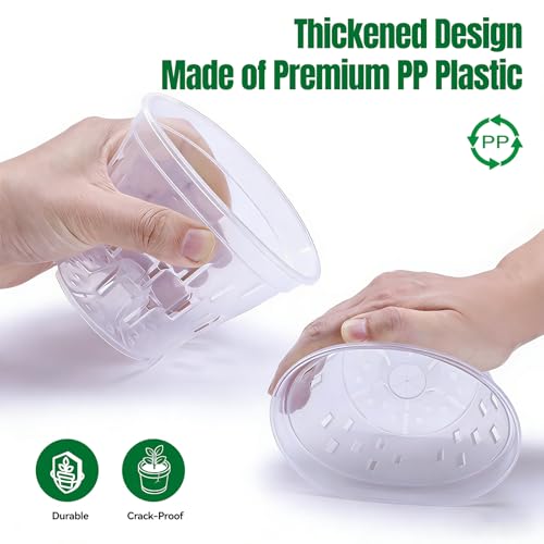 TRUEDAYS Orchid Pot with Saucers, 4 Pack 4 Inch Plant Pot with Drainage - size: 4Inch-4Pack with 4 Saucers