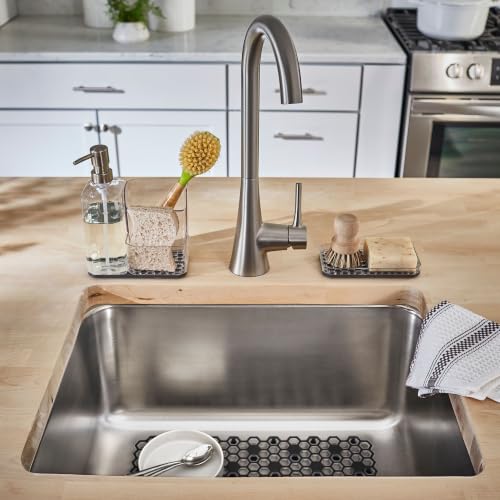 Spectrum Diversified Hexa Raised Feet Quick-Drying Heavy-Duty Protector with Non-Slip Surface, Large Farmhouse Sink Mat, Frost/Gray - size: 11.8" x 16"
