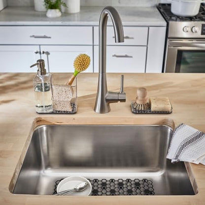 Spectrum Diversified Hexa Raised Feet Quick-Drying Heavy-Duty Protector with Non-Slip Surface, Large Farmhouse Sink Mat, Frost/Gray - size: 11.8" x 16"