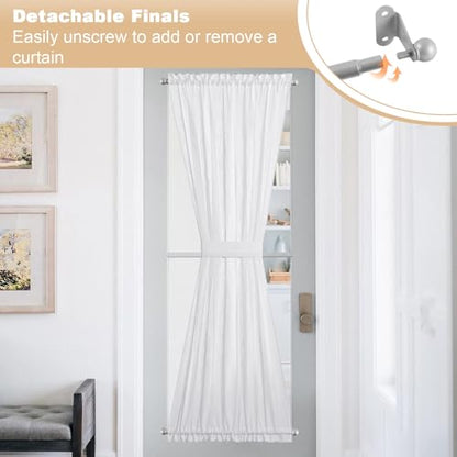 Cafe Curtain Rod 30-54 Inch, 1/2" Diameter, Door Curtain Rod, Nickel - color: Nickel, size: 30-54 Inch