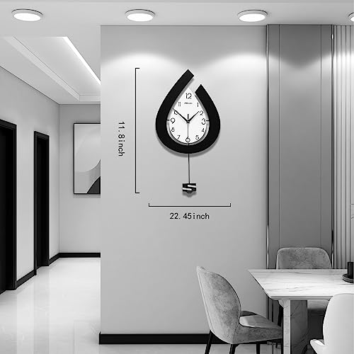 Large Modern Black Pendulum Wall Clock for Living Room Decor - size: 22.4 INCH
