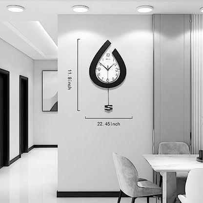 Large Modern Black Pendulum Wall Clock for Living Room Decor - size: 22.4 INCH